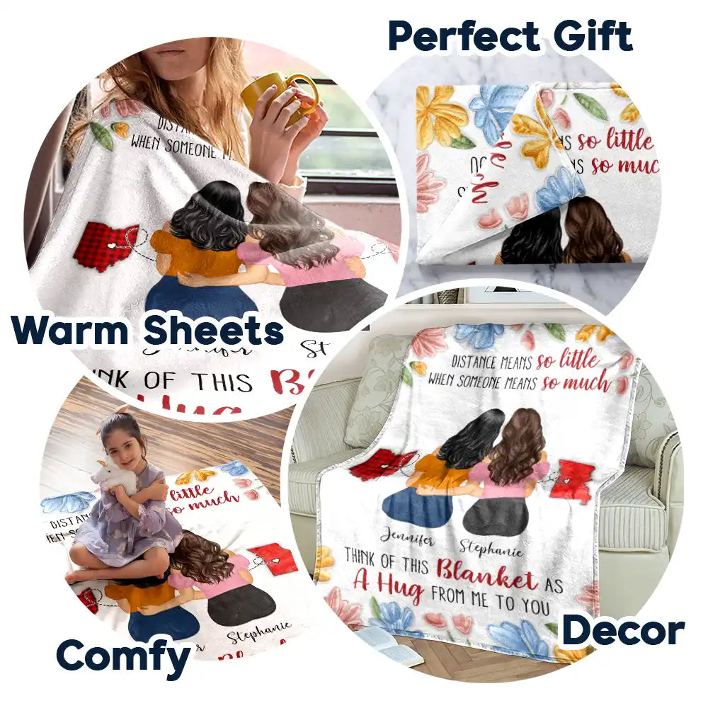 Gift For Bestie, Sisters - Distance Means So Little - Personalized Fleece Blanket, Sherpa Blanket