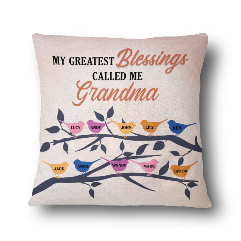 Heartfelt Personalized 'Greatest Blessings Called Me Grandma' Pillow