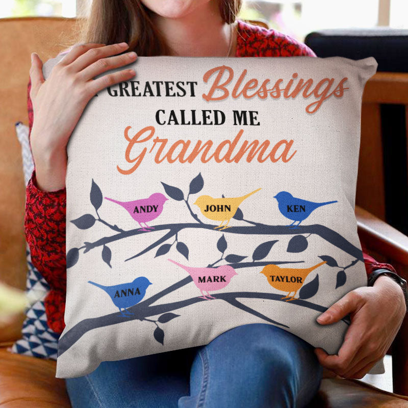 Heartfelt Personalized 'Greatest Blessings Called Me Grandma' Pillow