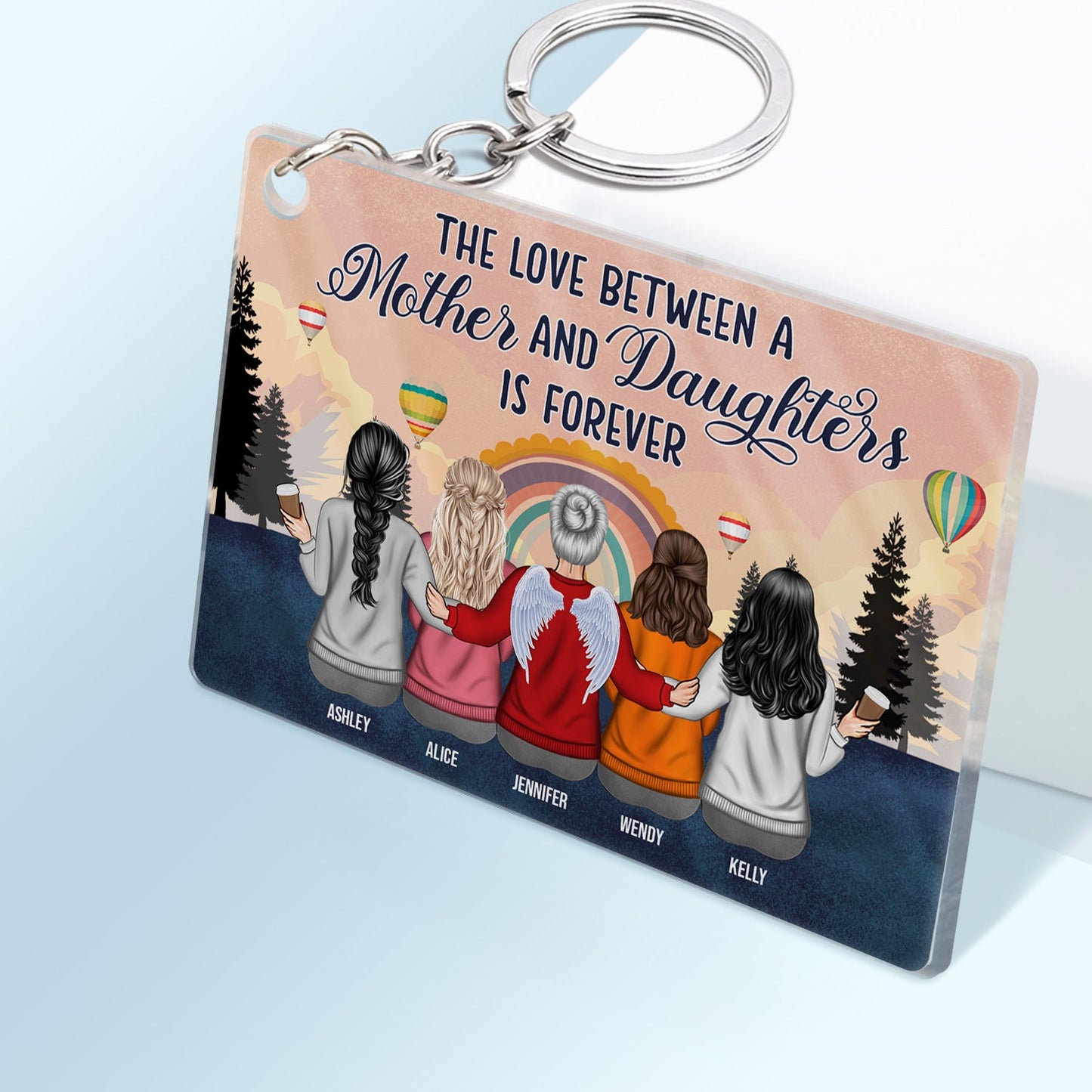 Personalized Mother Daughters Keychain - "Love is Forever" Custom Keepsake Gift