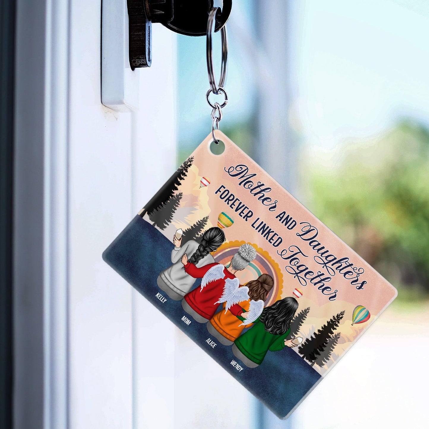 Personalized Mother Daughters Keychain - "Love is Forever" Custom Keepsake Gift