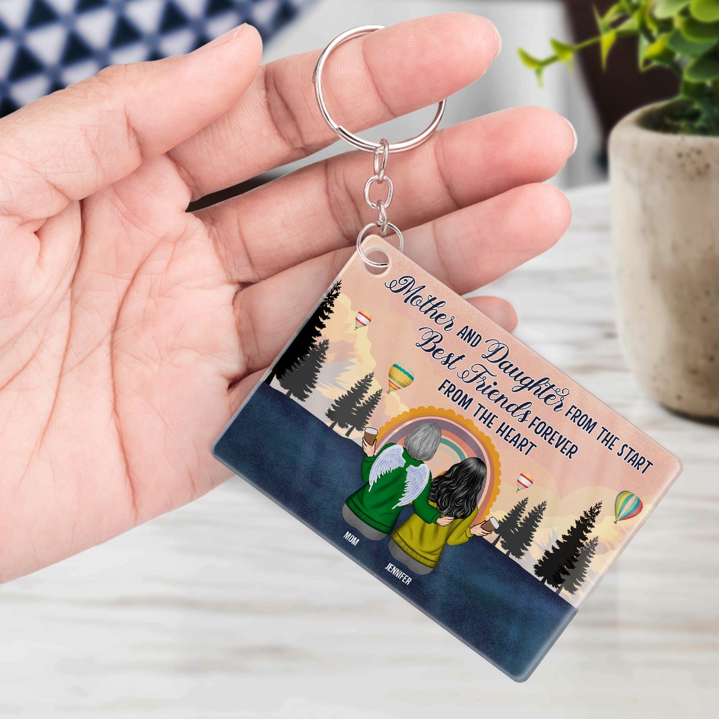 Personalized Mother Daughters Keychain - "Love is Forever" Custom Keepsake Gift