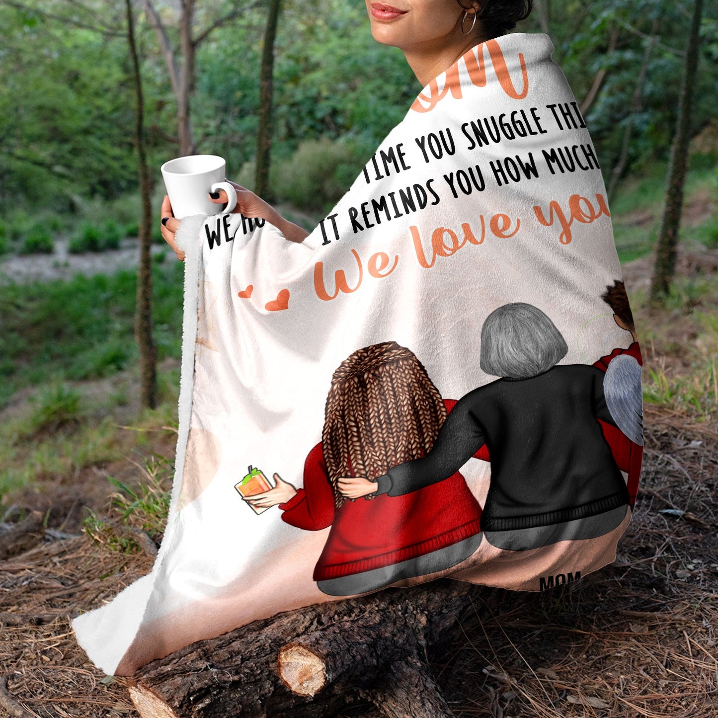 Personalized Family Blanket: 'We Love You' Heartfelt Gift for Mom & Grandma