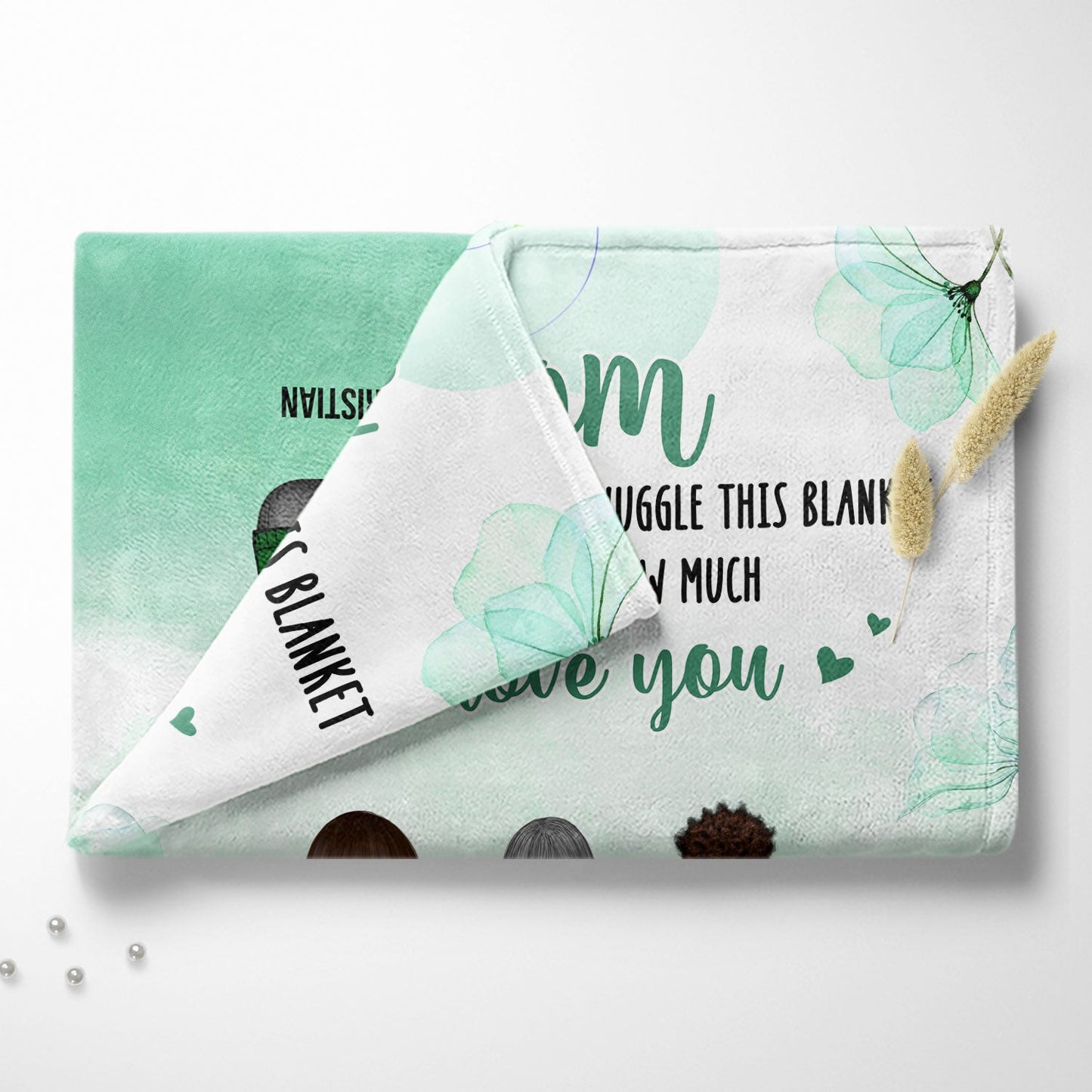 Personalized Family Blanket: 'We Love You' Heartfelt Gift for Mom & Grandma