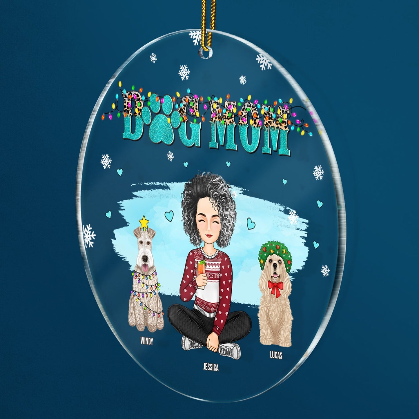 Personalized Dog Mom Christmas Ornament - Custom Keepsake Gift for Pet Lovers