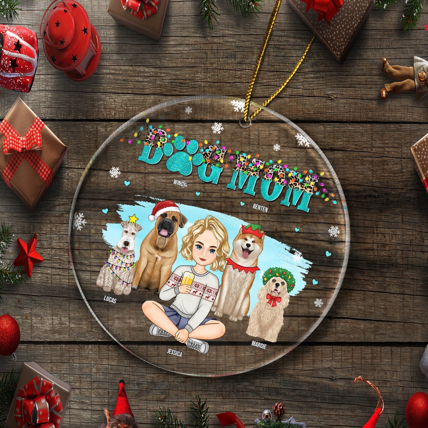 Personalized Dog Mom Christmas Ornament - Custom Keepsake Gift for Pet Lovers
