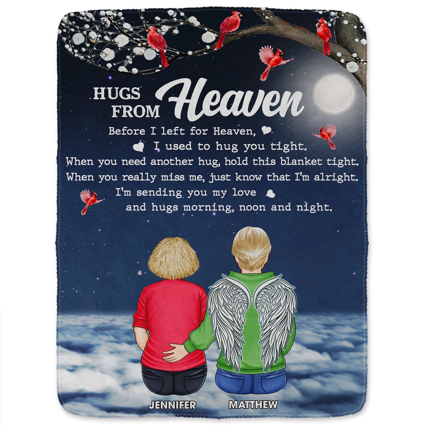 Hugs From Heaven - Personalized Memorial Blanket