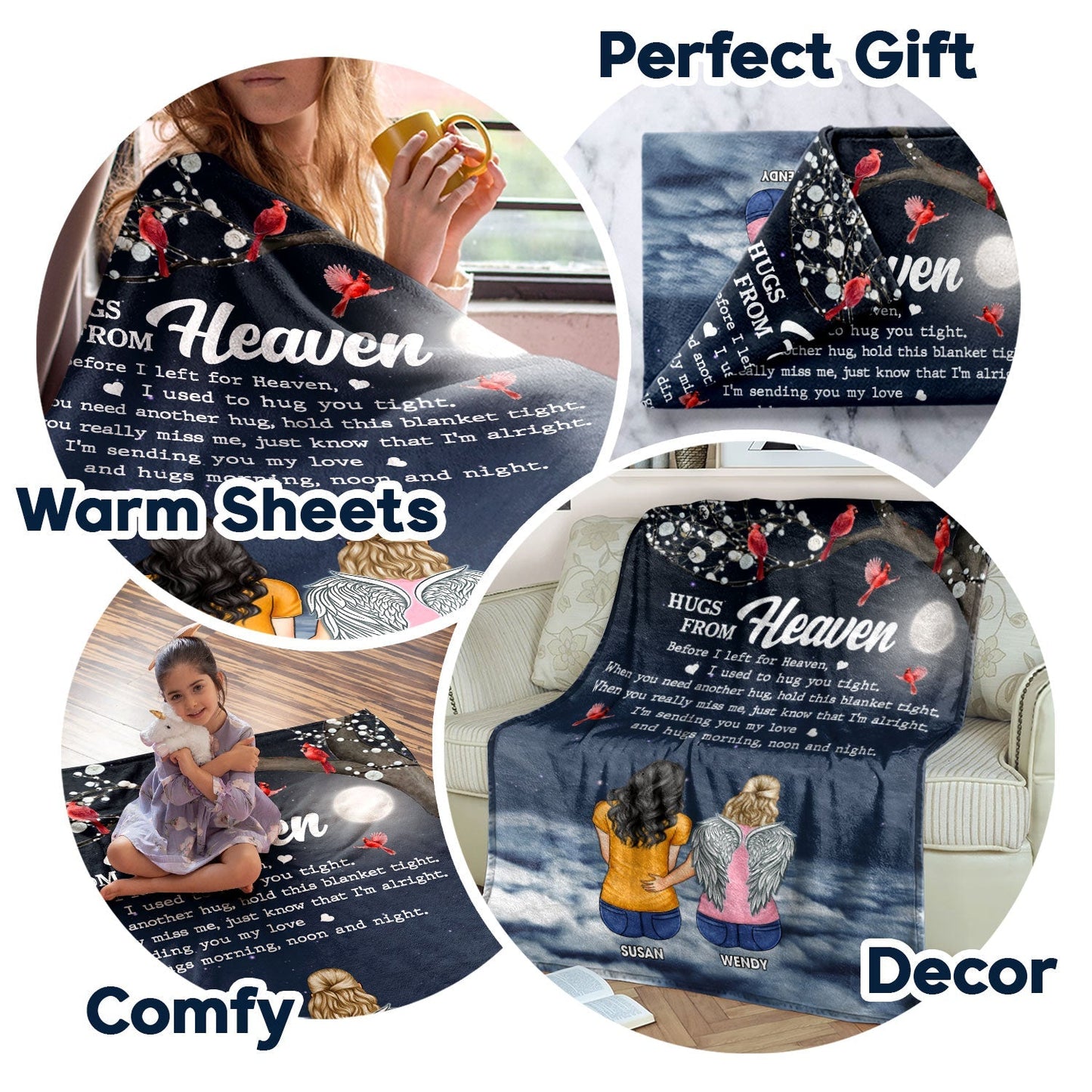 Hugs From Heaven - Personalized Memorial Blanket