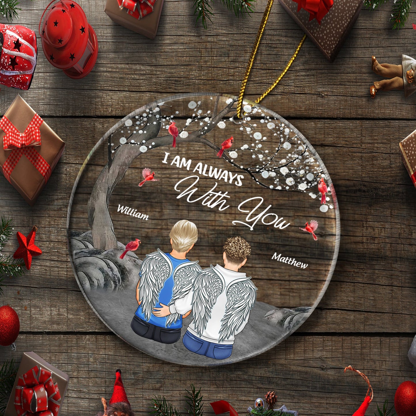 Personalized 'I Am Always With You' Memorial For Loved One Ornament for Family Sympathy