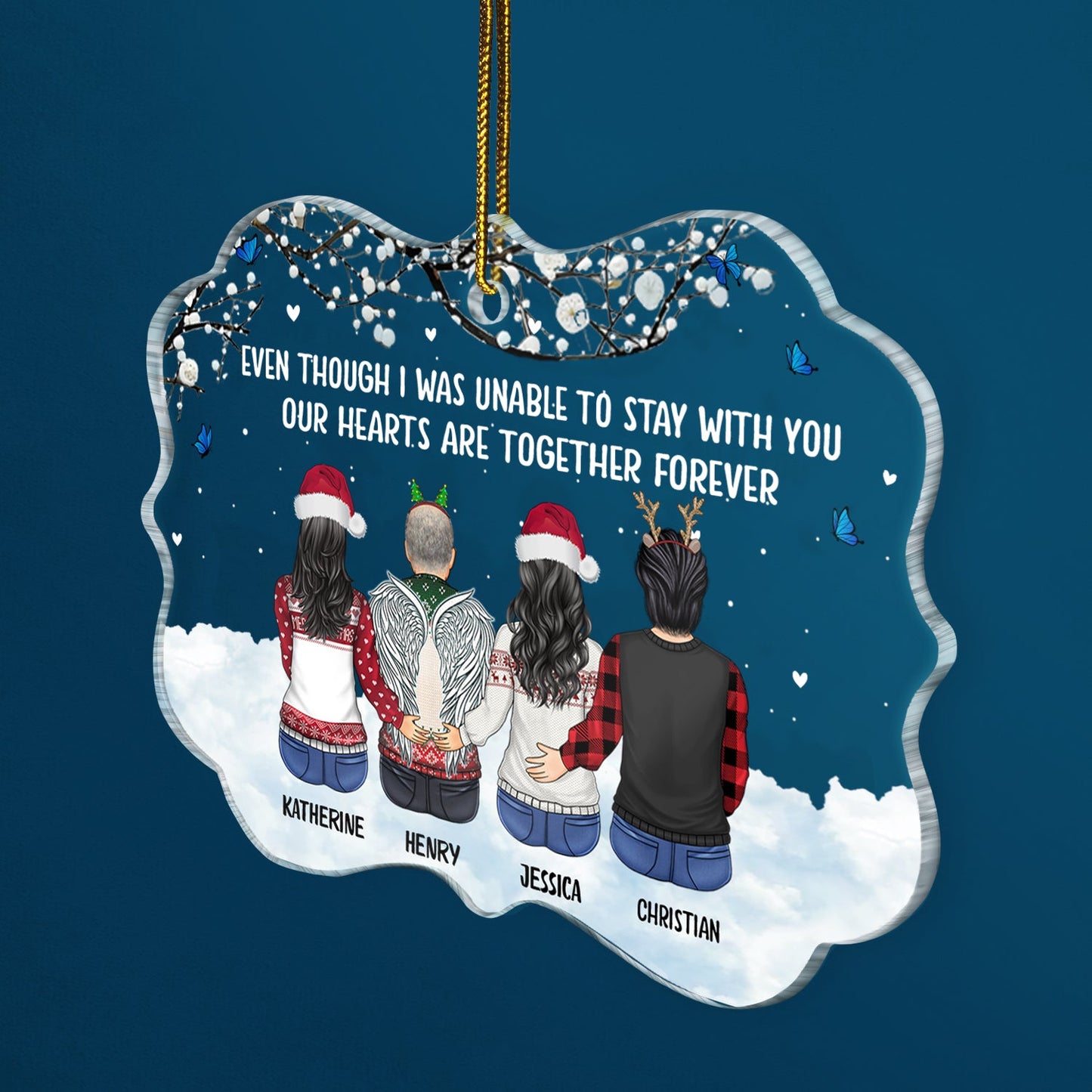 Personalized Memorial For Loved One Family Ornament - 'Hearts Together Forever' Christmas Keepsake