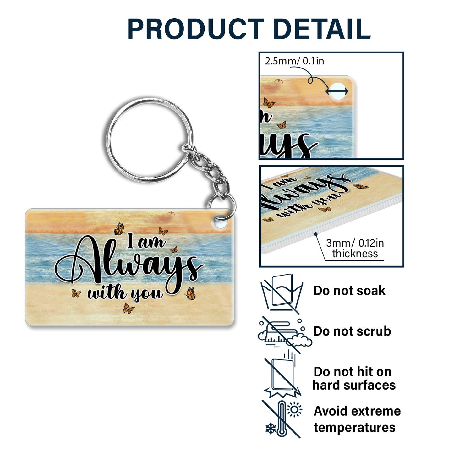 Personalized Memorial For Loved One Keychain - "Always With You" Comfort Gift for Family