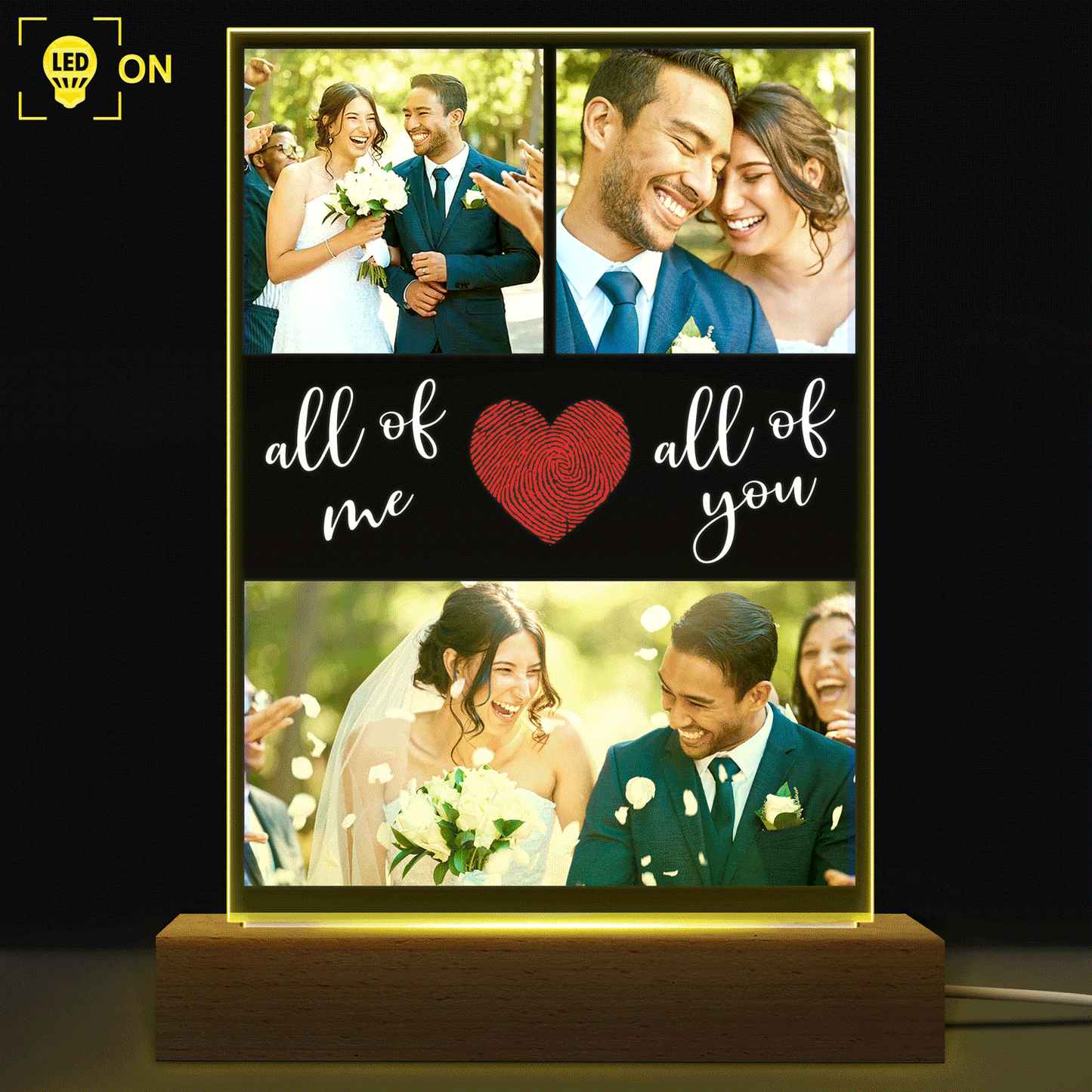 Personalized "All Of Me Love All Of You" 3D LED Light for Couples