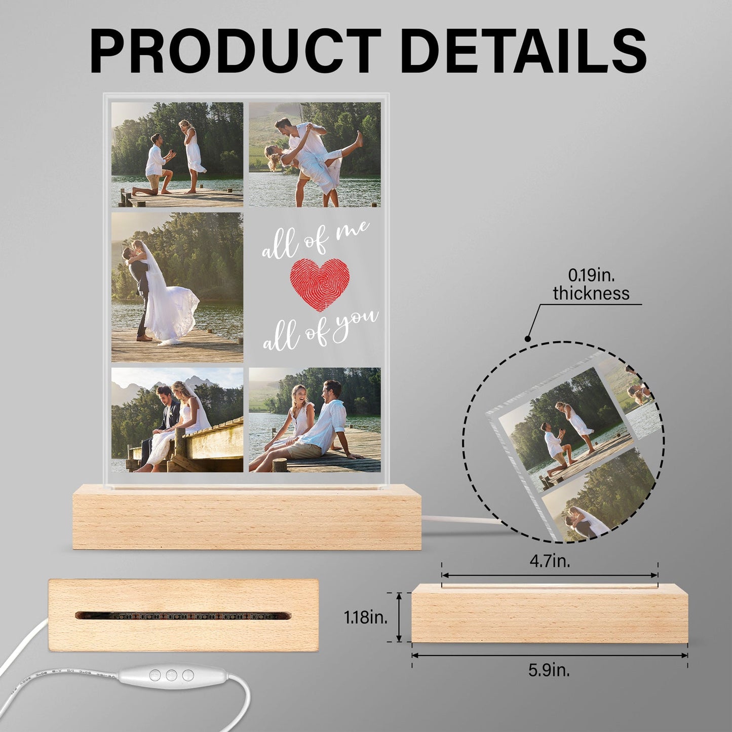 Personalized "All Of Me Love All Of You" 3D LED Light for Couples