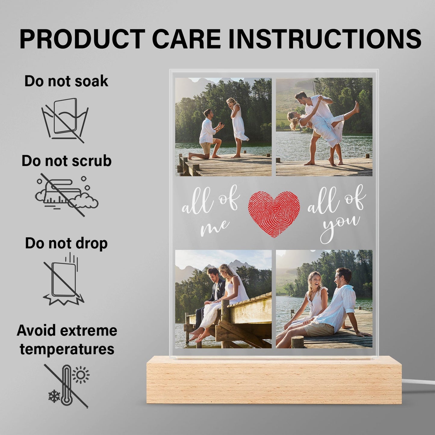 Personalized "All Of Me Love All Of You" 3D LED Light for Couples