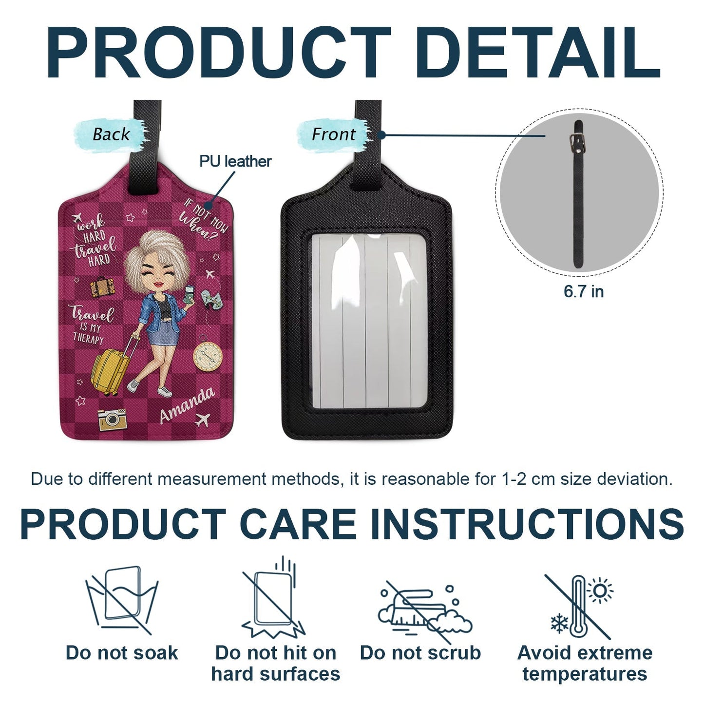 Personalized "Travel Is My Therapy" Luggage Tag for Wanderlust Seekers