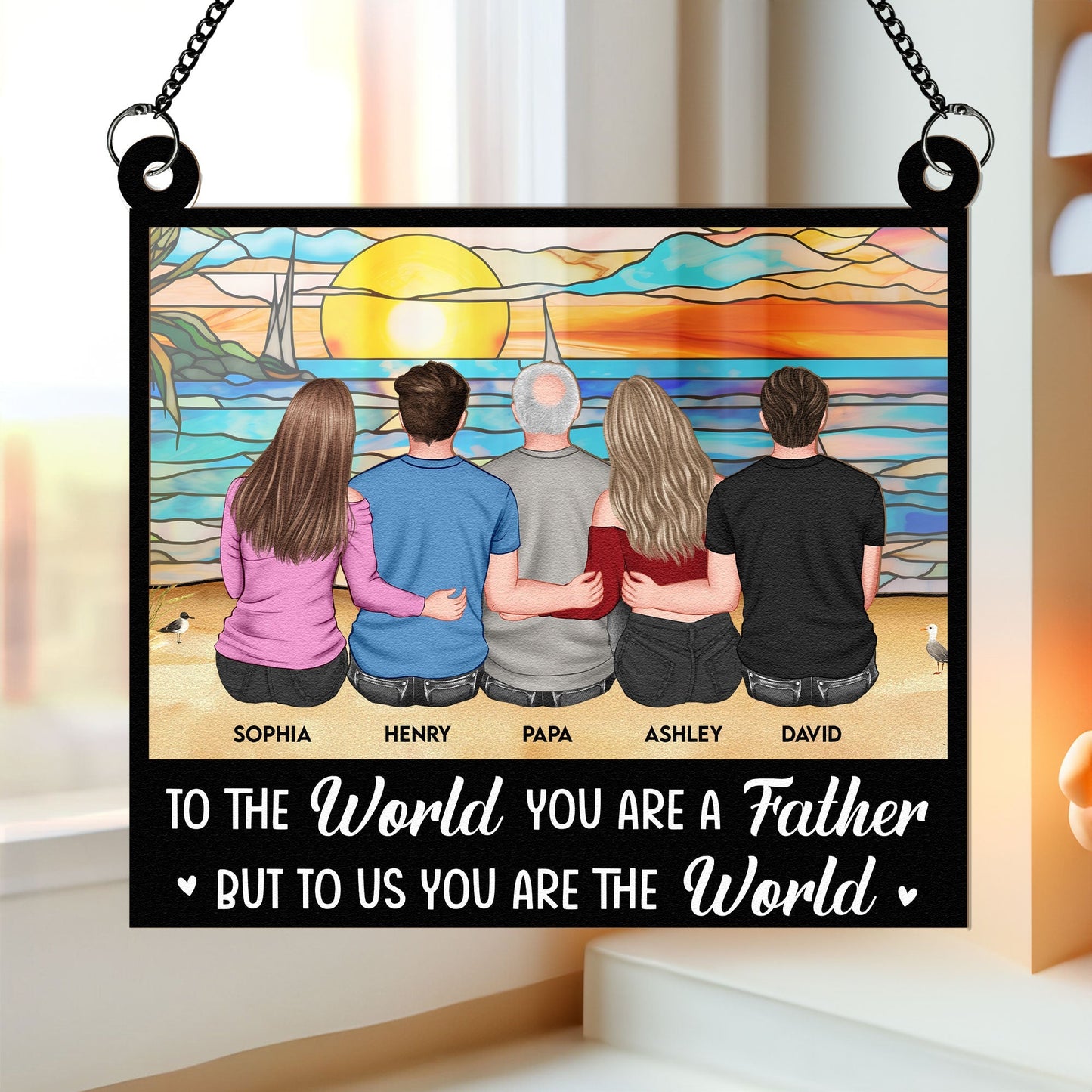 Personalized Dad Suncatcher: 'To Us, You Are The World' Family Gift