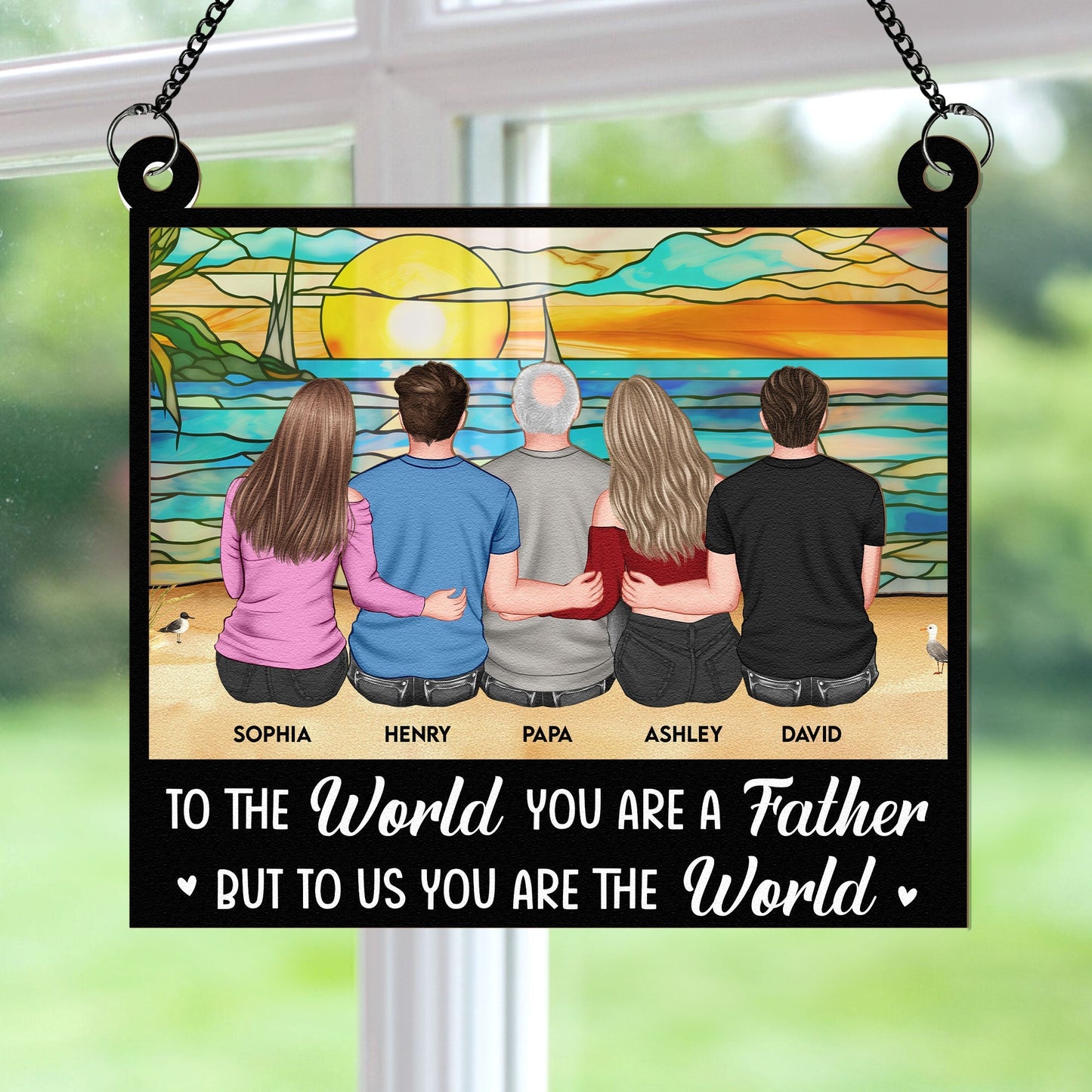 Personalized Dad Suncatcher: 'To Us, You Are The World' Family Gift