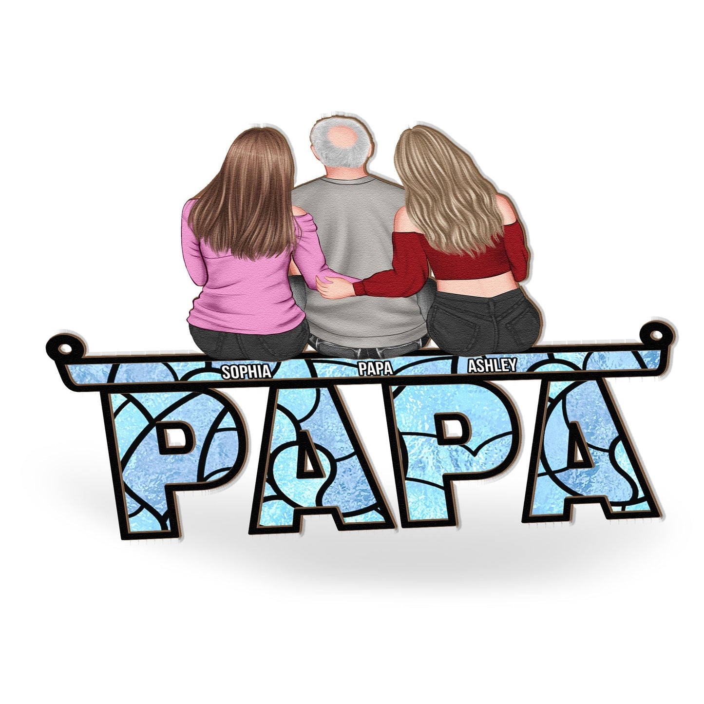 Personalized Papa & Daughters Suncatcher: Dad's Sunshine Keepsake Gift