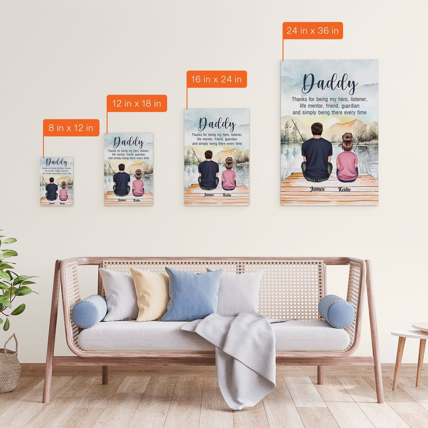 Personalized 'My Hero Daddy' Canvas Art for Father's Day & Dad's Birthday