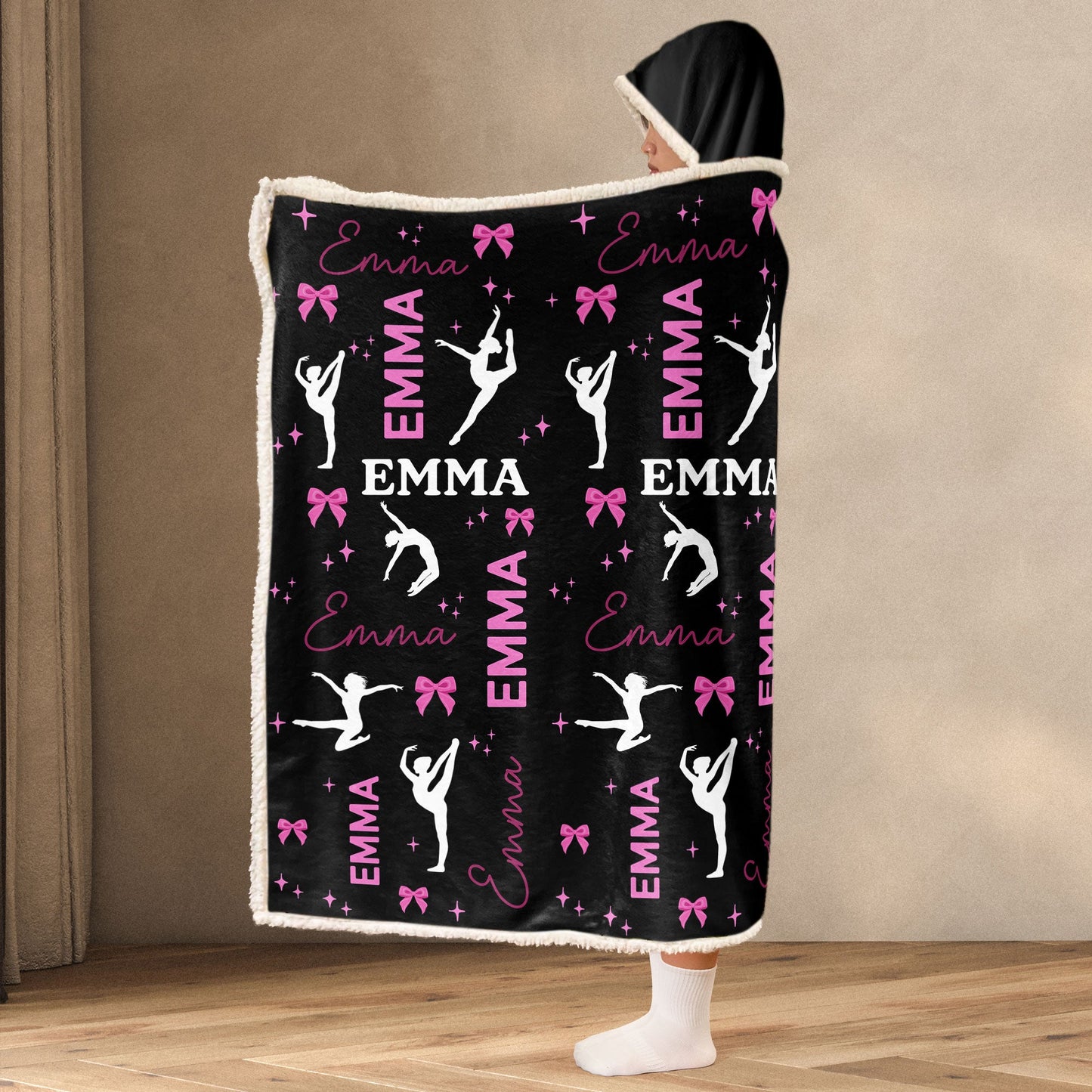 Personalized Wearable Hoodie Blanket for Dancing Girls - Custom Name Gift