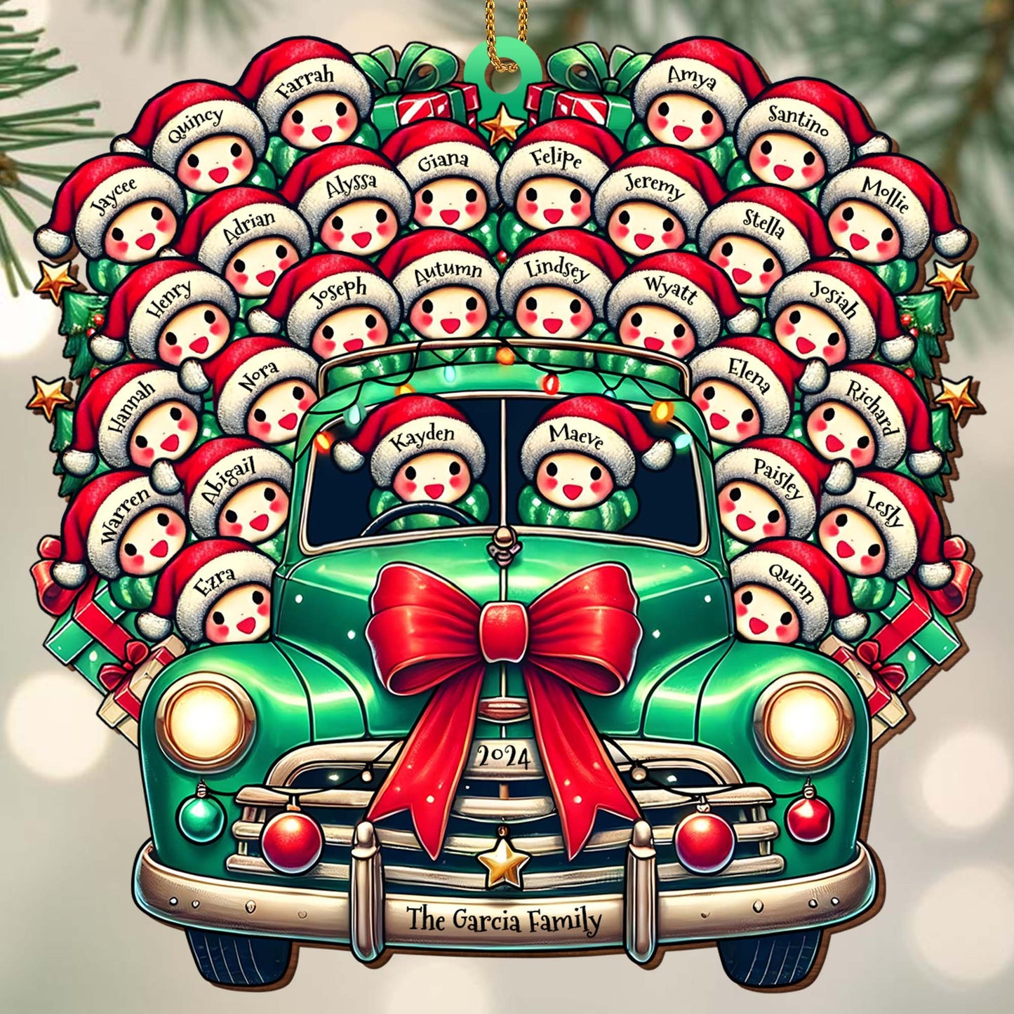Snowman Santa Hats Christmas Vintage Car Ornament