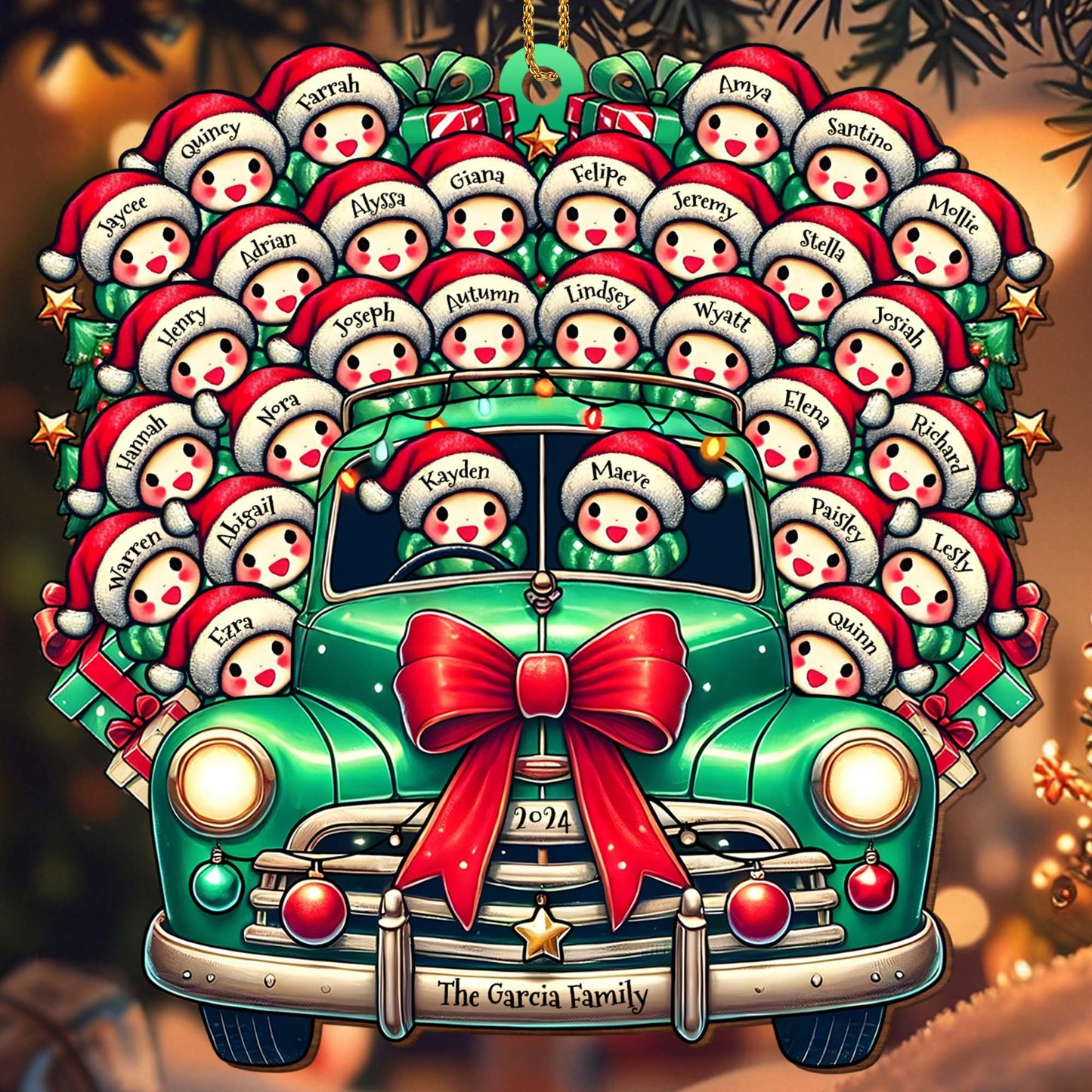 Snowman Santa Hats Christmas Vintage Car Ornament