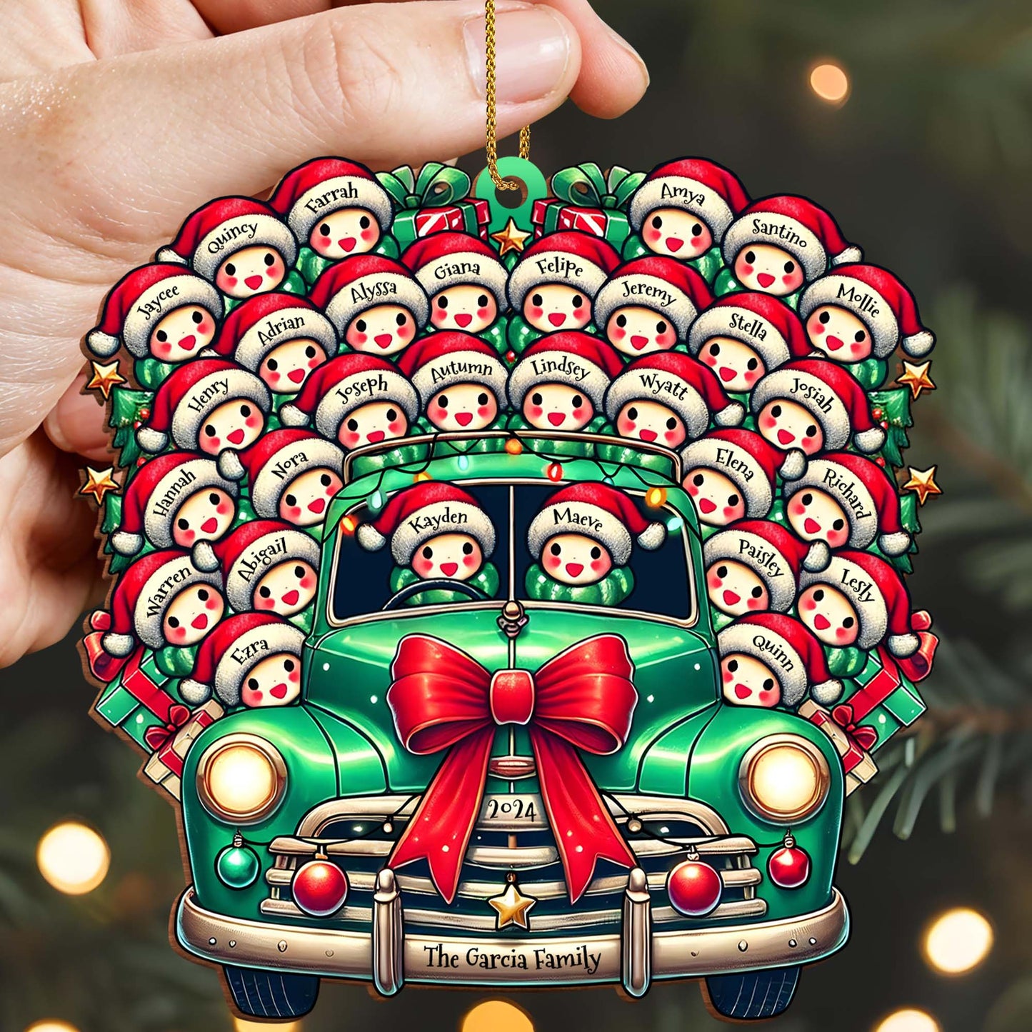 Snowman Santa Hats Christmas Vintage Car Ornament