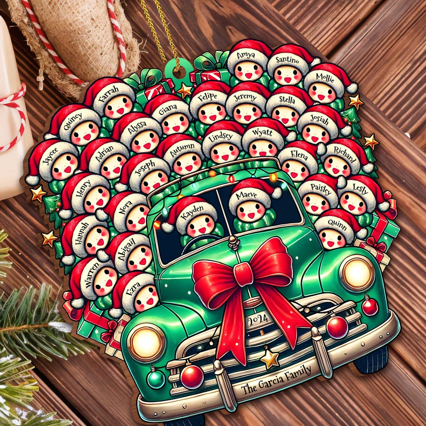 Snowman Santa Hats Christmas Vintage Car Ornament