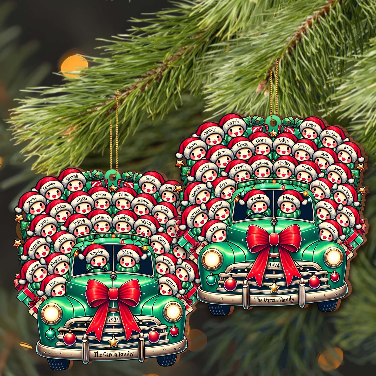 Snowman Santa Hats Christmas Vintage Car Ornament