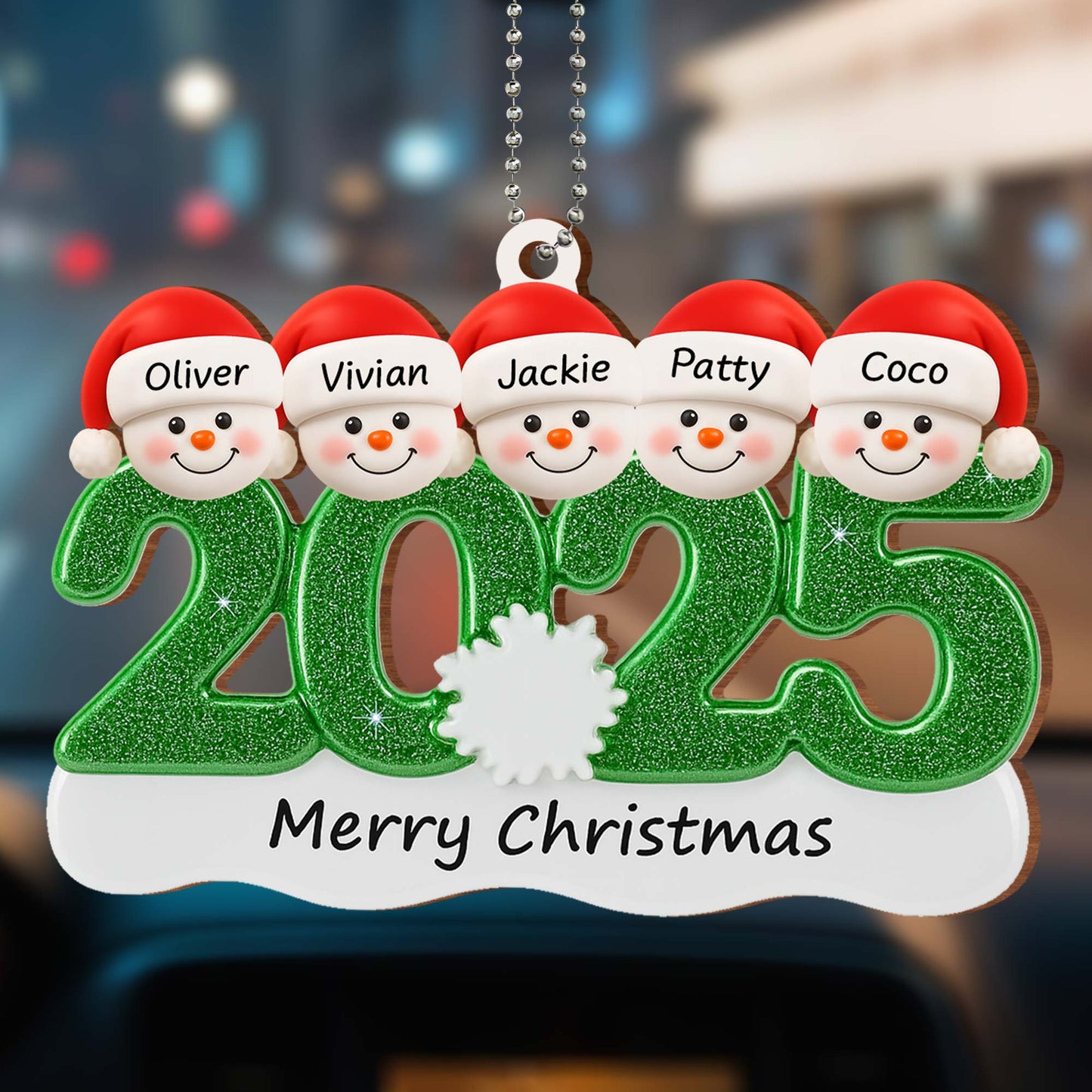 Merry Christmas Snowman Family Ornament