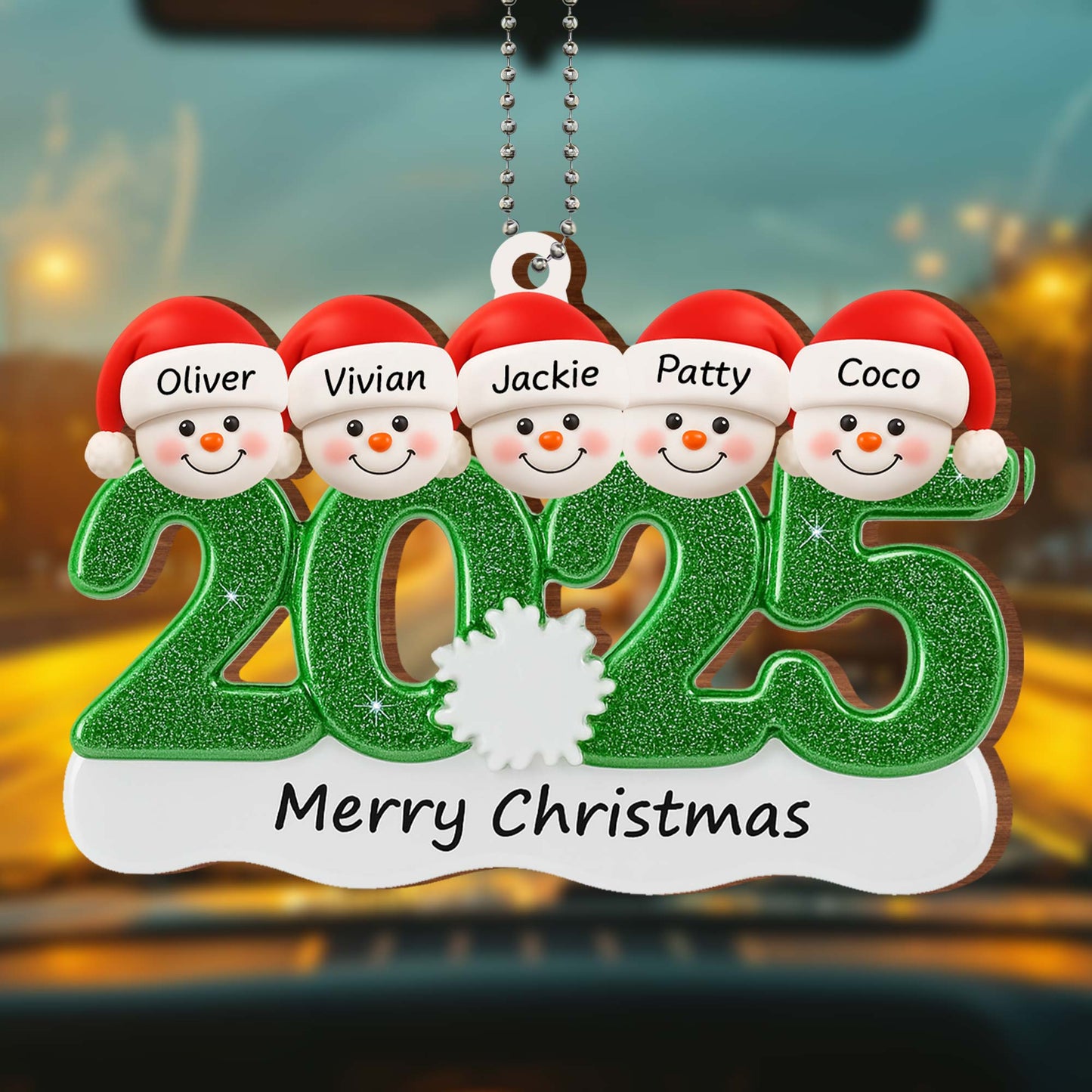 Merry Christmas Snowman Family Ornament