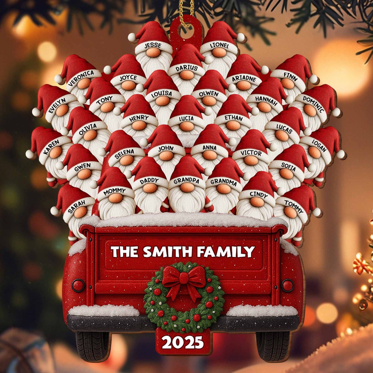 Customizable Family Truck Wood Ornament - A Unique Holiday Keepsake