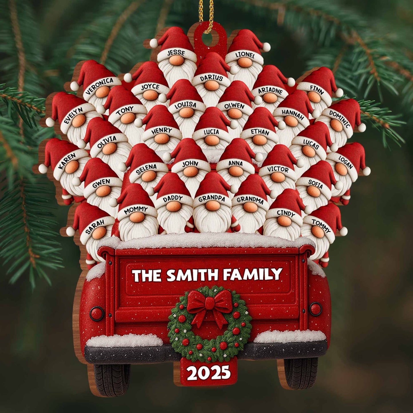 Customizable Family Truck Wood Ornament - A Unique Holiday Keepsake