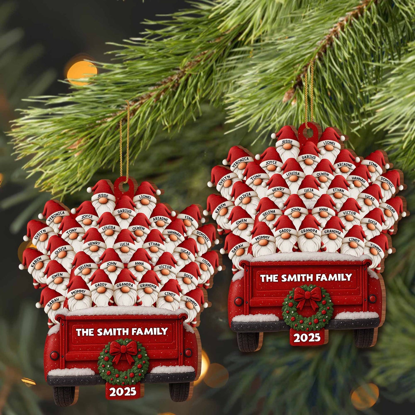 Customizable Family Truck Wood Ornament - A Unique Holiday Keepsake