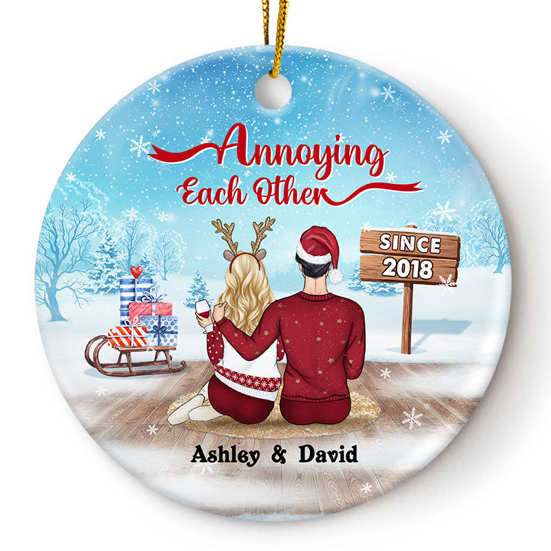 Personalized Funny 'Annoying Each Other Since' Couple Christmas Ornament