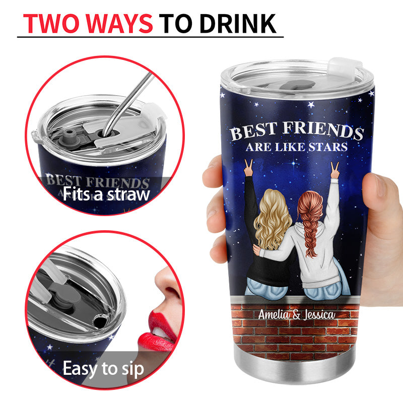 Personalized 'Best Friends Are Like Stars' Tumbler - Custom Gift for BFF