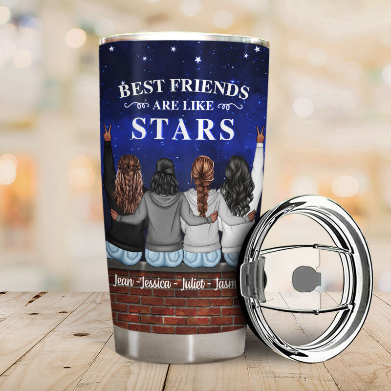 Personalized 'Best Friends Are Like Stars' Tumbler - Custom Gift for BFF