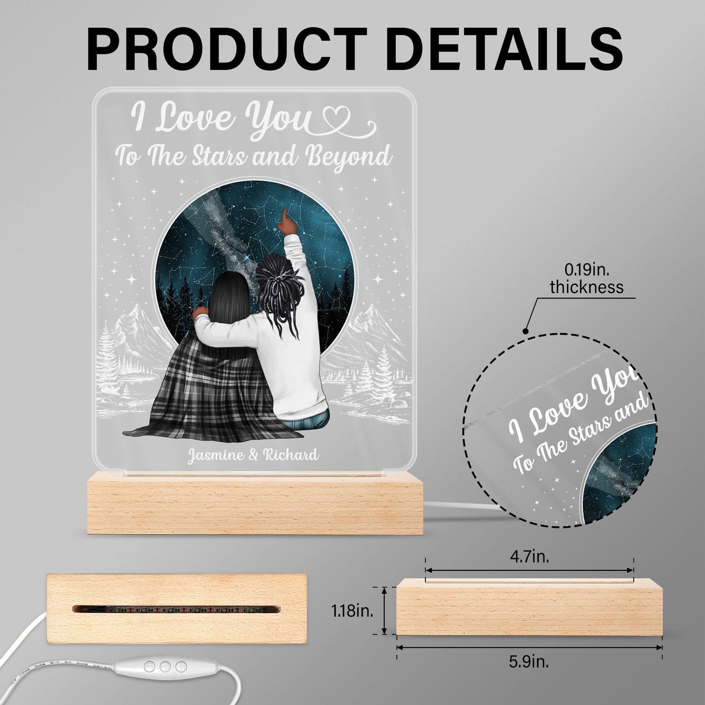 Custom Star Map LED Night Light - "I Love You To The Stars & Beyond"