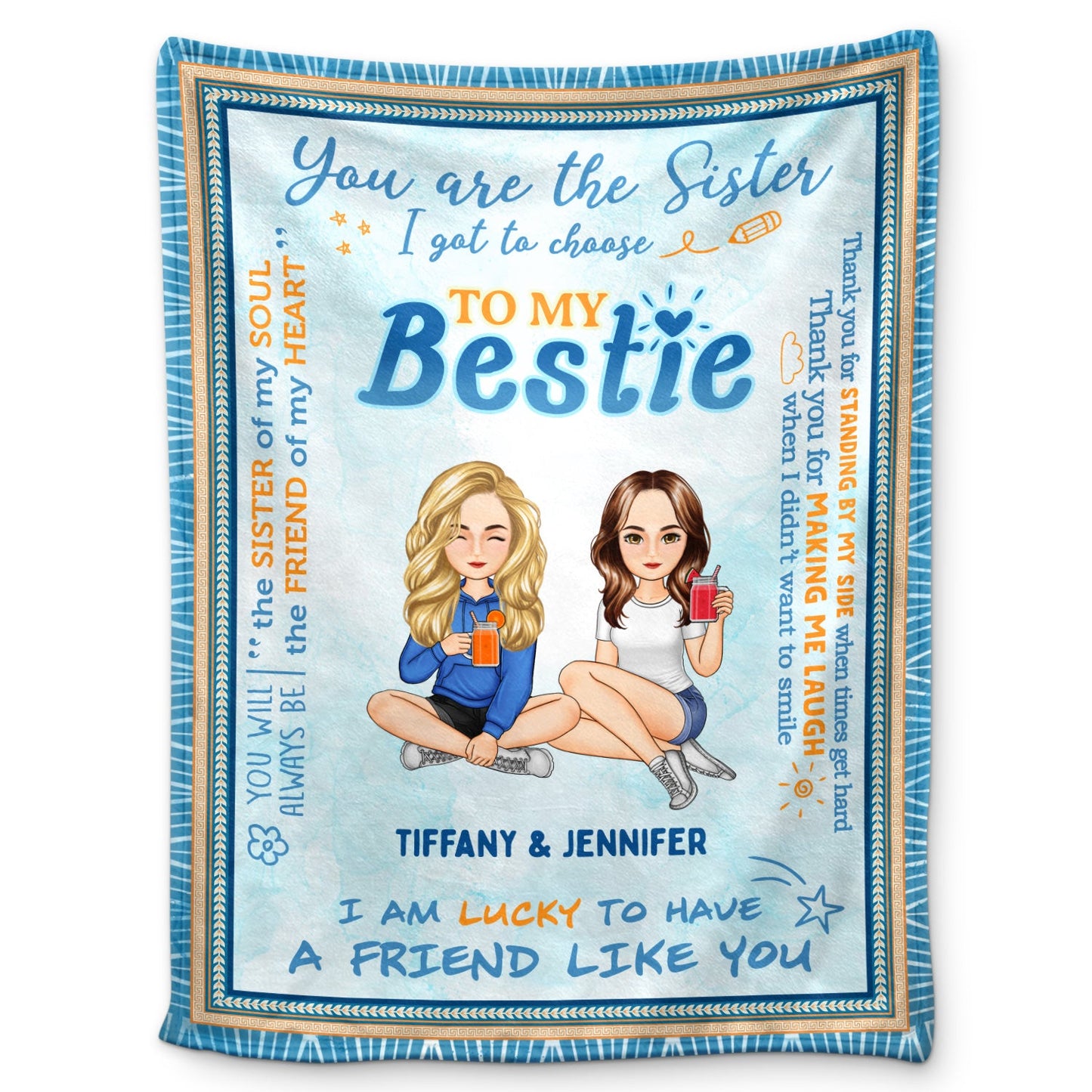 Custom Best Friend Blanket: "Sister I Got to Choose" - Personalized Gift