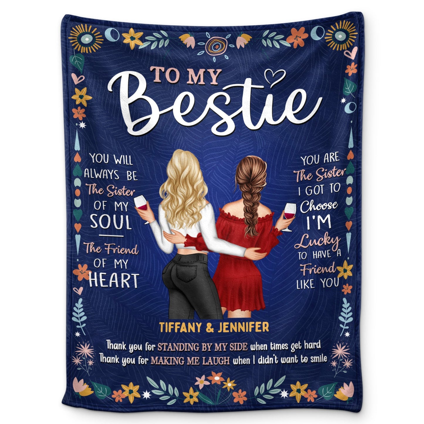 Custom "To My Bestie" Blanket - Heartfelt Gift for Best Friends & Sisters