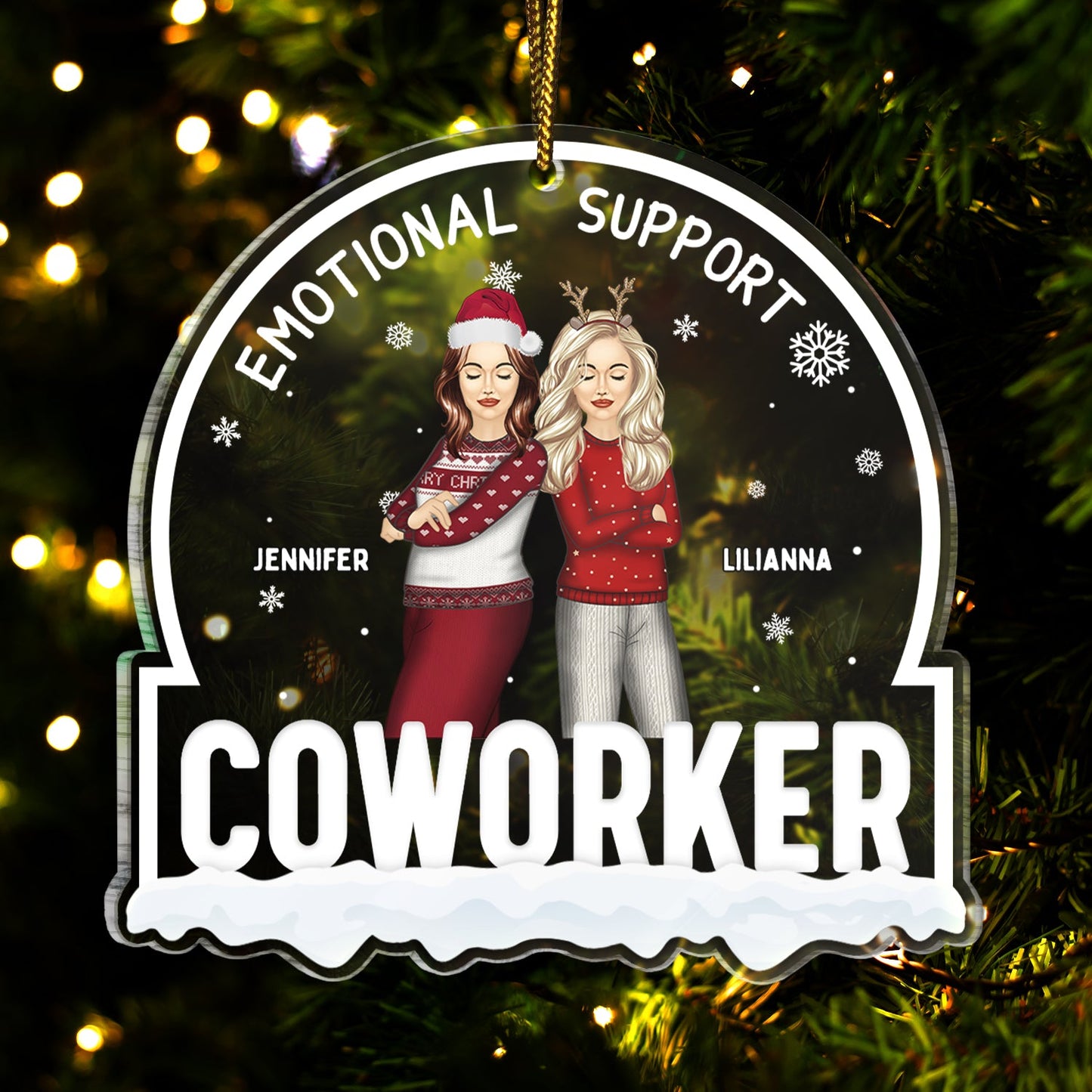 Personalized 'Emotional Support Coworker' Christmas Ornament for Colleagues
