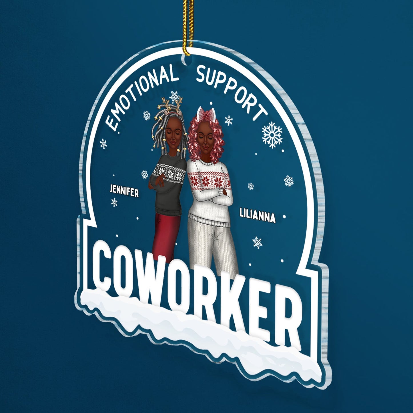 Personalized 'Emotional Support Coworker' Christmas Ornament for Colleagues