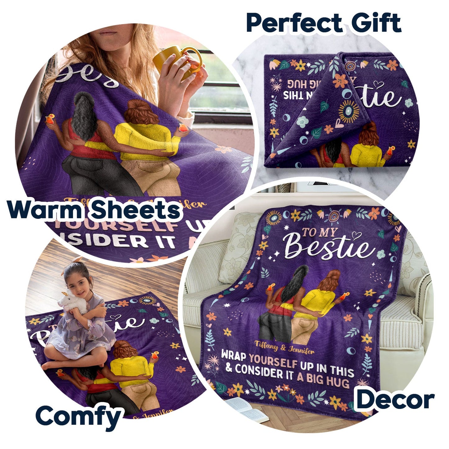 Personalized "To My Bestie" Blanket | Custom Hug Gift for Best Friends
