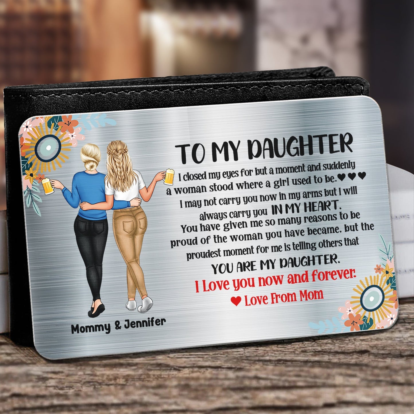 Heartfelt Personalized Daughter Wallet Card: 'Always In My Heart, Love From Mom'