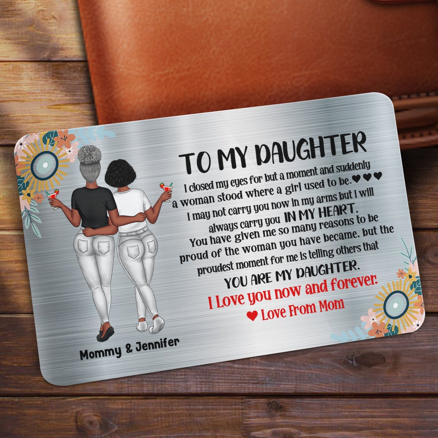 Heartfelt Personalized Daughter Wallet Card: 'Always In My Heart, Love From Mom'