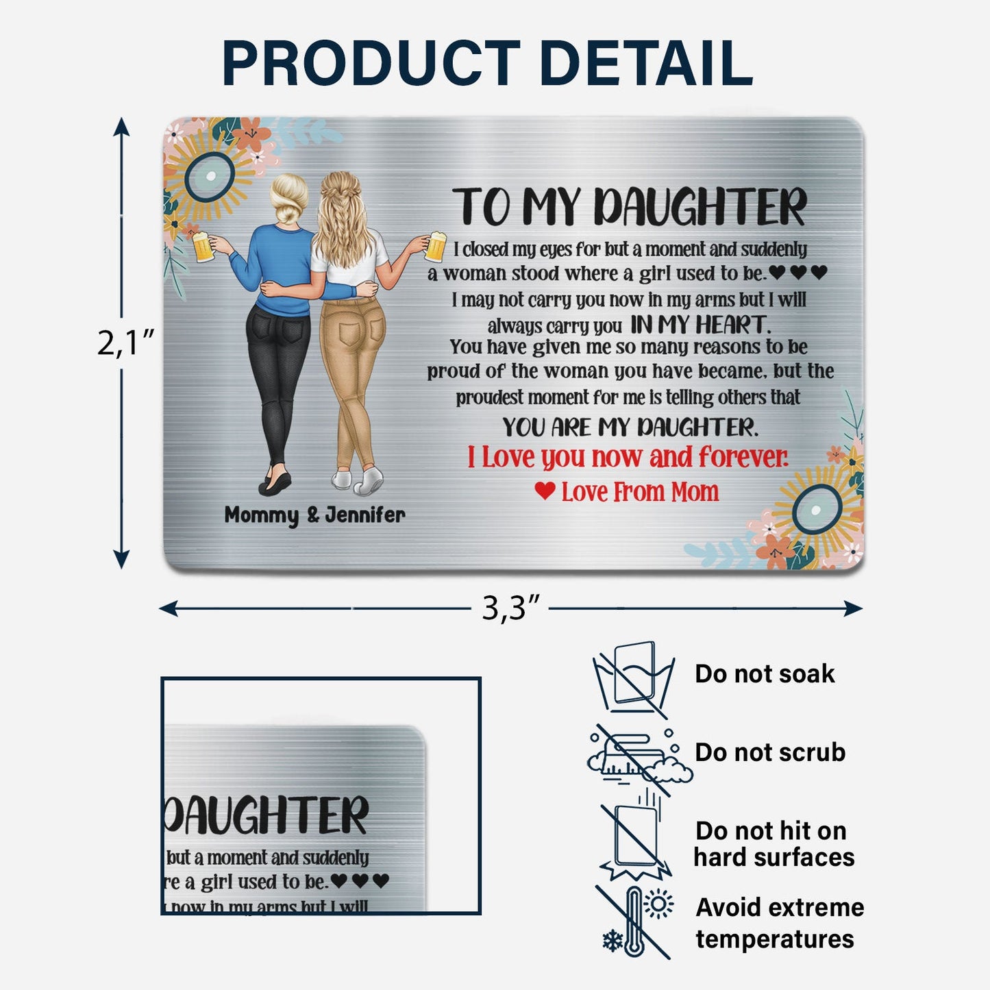 Heartfelt Personalized Daughter Wallet Card: 'Always In My Heart, Love From Mom'