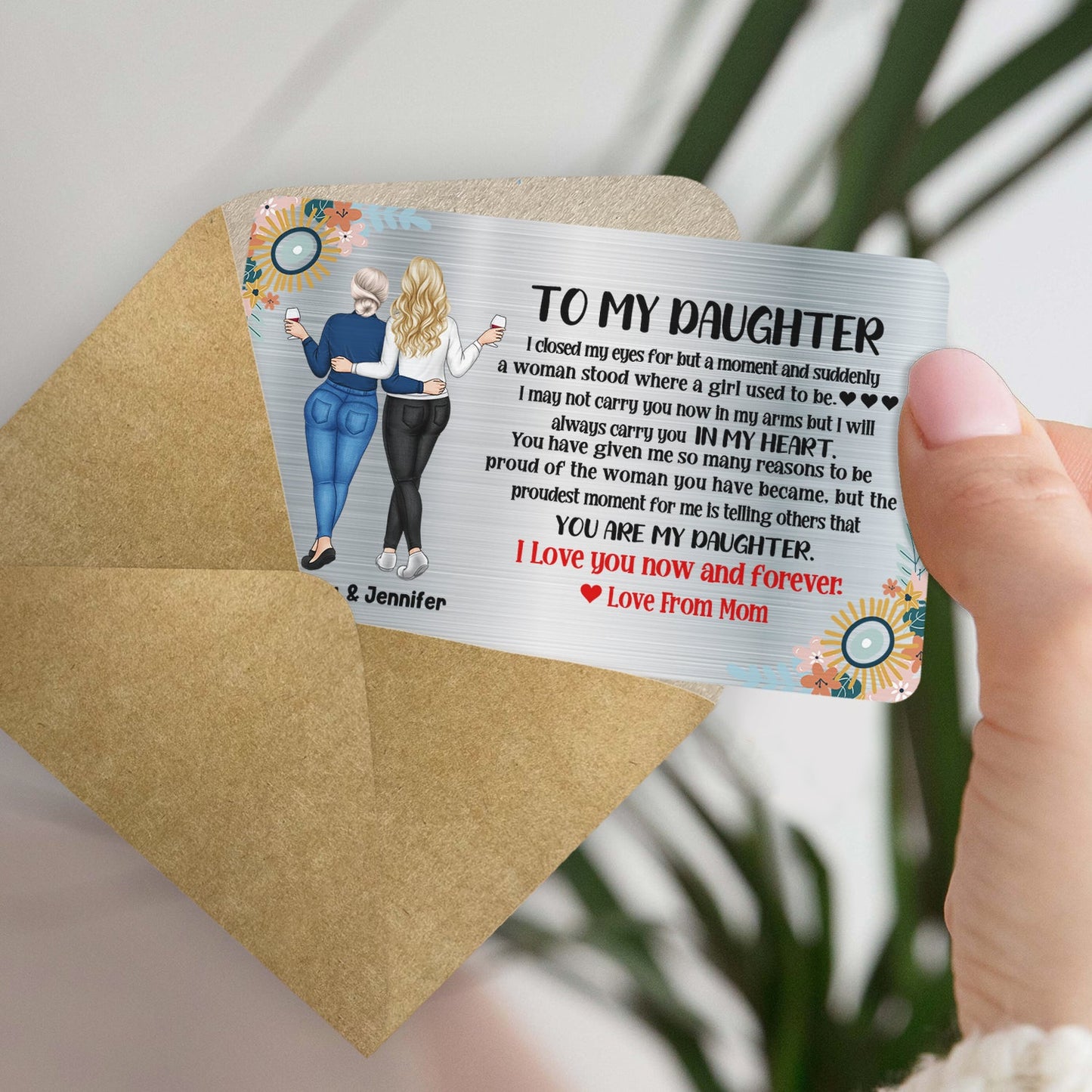 Heartfelt Personalized Daughter Wallet Card: 'Always In My Heart, Love From Mom'