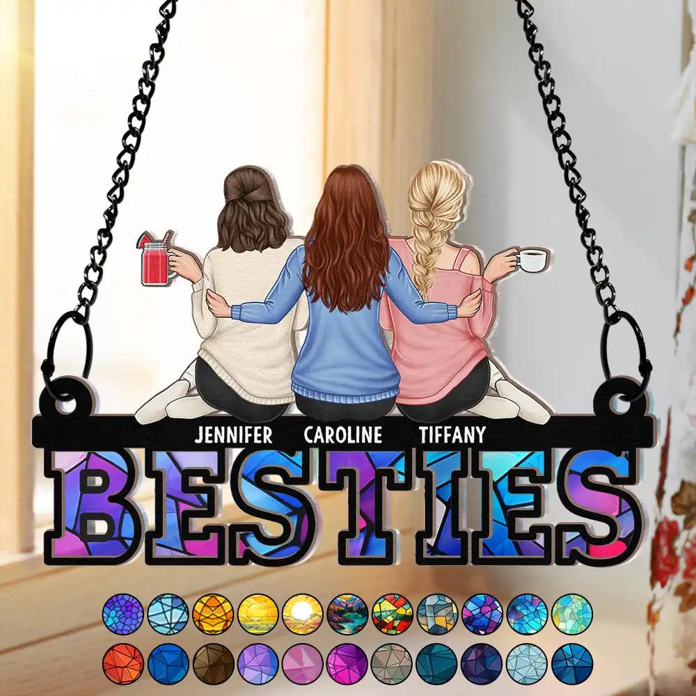 Personalized "BESTIES" Suncatcher Ornament - Custom Gift for Best Friends & Sisters