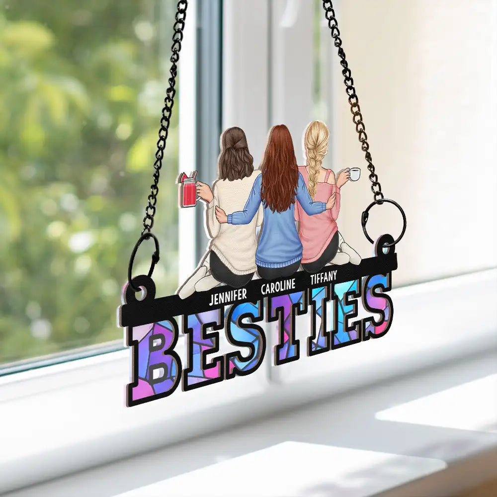 Personalized "BESTIES" Suncatcher Ornament - Custom Gift for Best Friends & Sisters