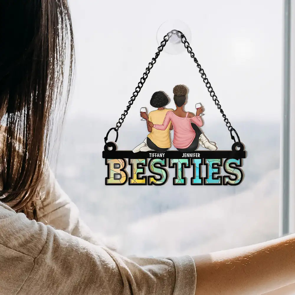Personalized "BESTIES" Suncatcher Ornament - Custom Gift for Best Friends & Sisters